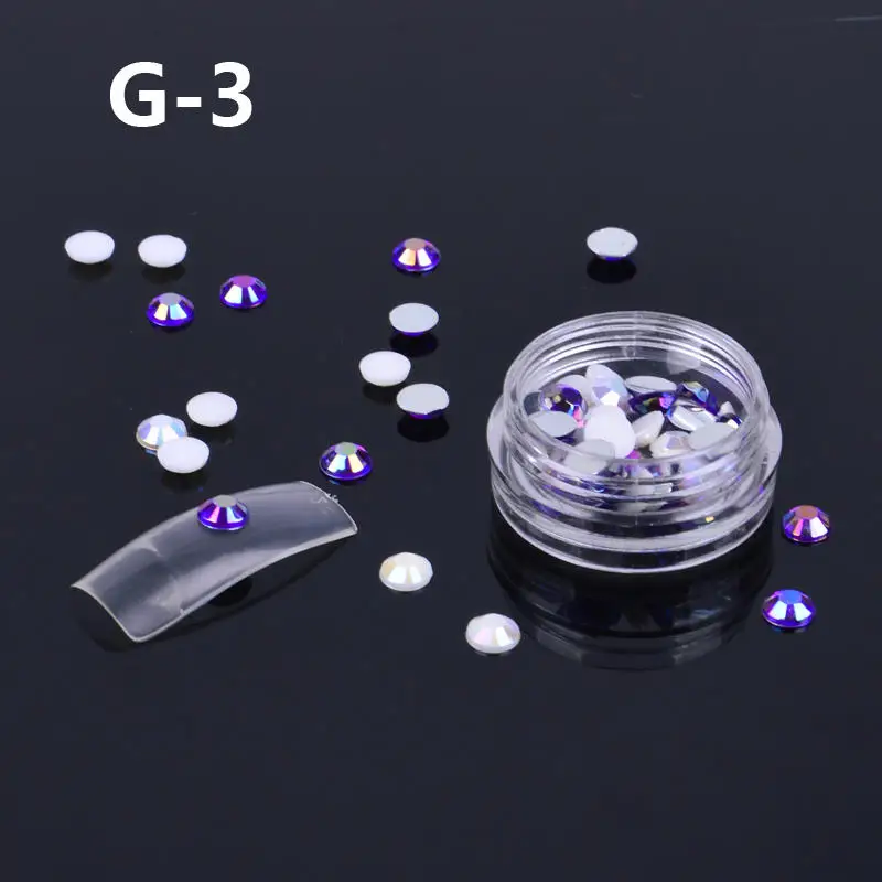 1 коробка Стразы ab Crystal камешки для дизайна ногтей Стразы Фольга задняя крышка для Naill алмазы блестящие сандалии с украшениями, советы 24 Цвета на выбор - Цвет: G3