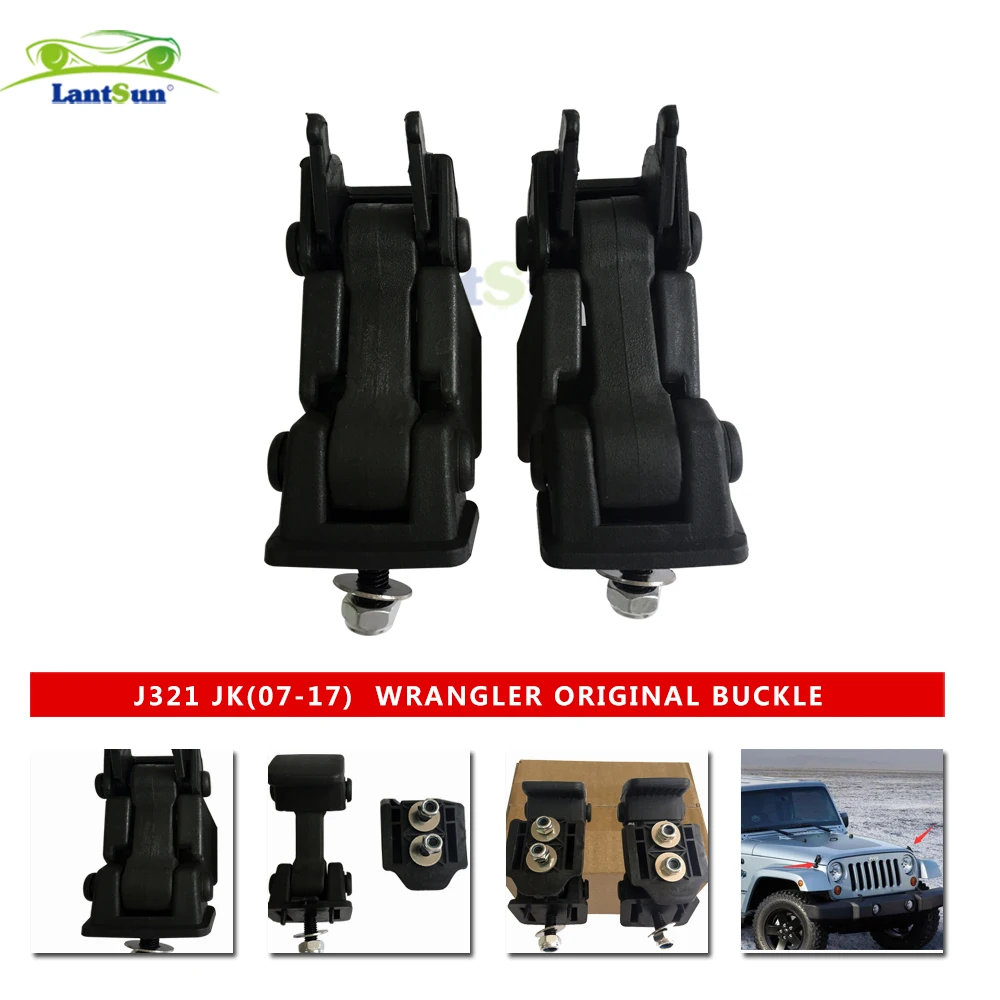

Set Metal Car Exterior Lock Hood Latch Catch Set With Lock Decoration For Jeep Wrangler JK JL Engine Cover Car Styling j321