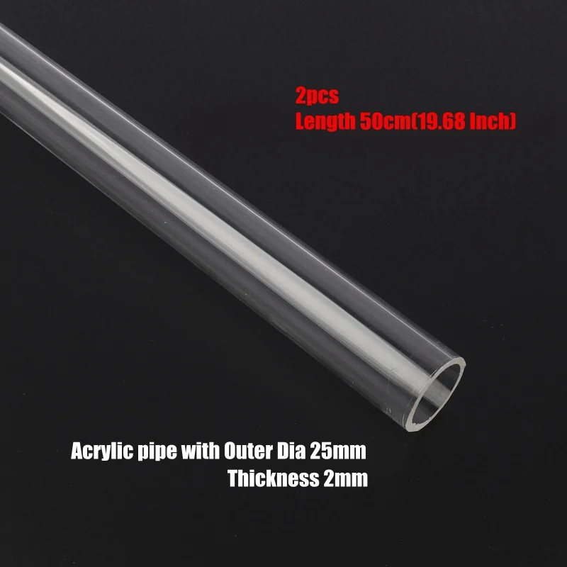 2pcs 25mm Pipe 5 шт./лот, 20, 25 мм, акриловая трубка для аквариума, водяной выход, насадка для утконоса, прозрачная трубка из оргстекла, водяной насос, выход - Цвет: 2pcs 25mm Pipe