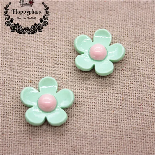 light green 20pcs 20 шт 20 мм Смешанные весенние цвета милые смолы пять лепестков цветок плоская спина, Кабошон DIY Ювелирные изделия/ремесло украшение для альбома - Цвет: light green 20pcs