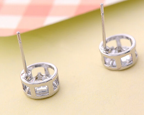 1 пара посеребрение белый глаза стиль корейский элегантный кристалл круг