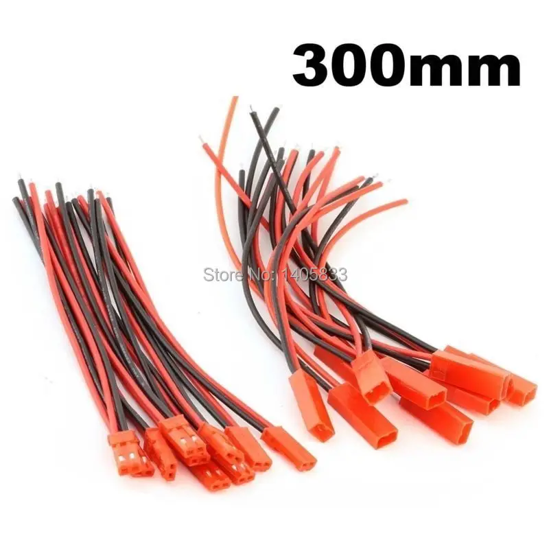 

10 пар 300 мм JST Коннектор 2-контактный штекер с 22AWG силиконовый провод кабель 30 см для RC литий-полимерной батареи