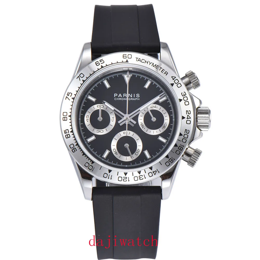 Parnis39mm мужские часы с хронографом сапфировые кварцевые повседневные наручные часы wat ch спортивные часы