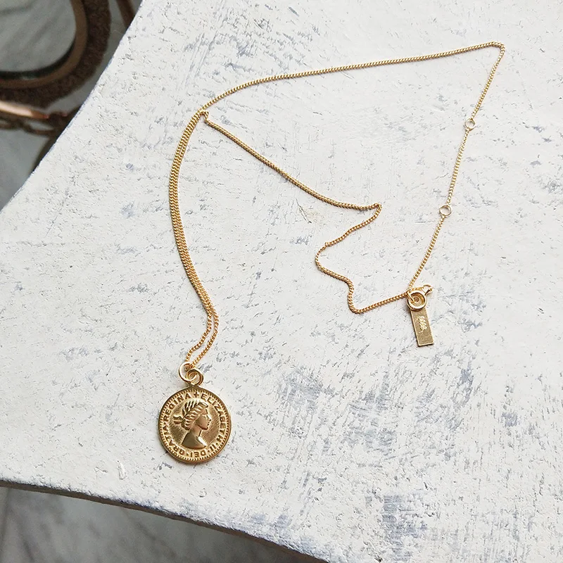 WTLTC изящные круглые ожерелья с шестью пенсами и кулоном для женщин ожерелье из
