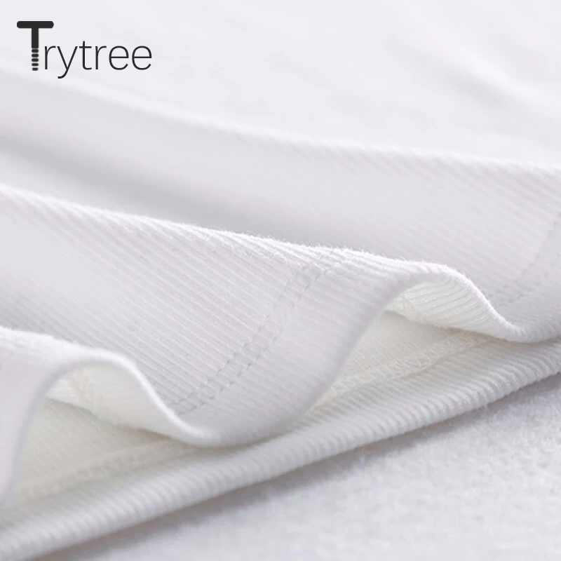 Летняя Повседневная Женская однотонная белая футболка Trytree с V образным вырезом