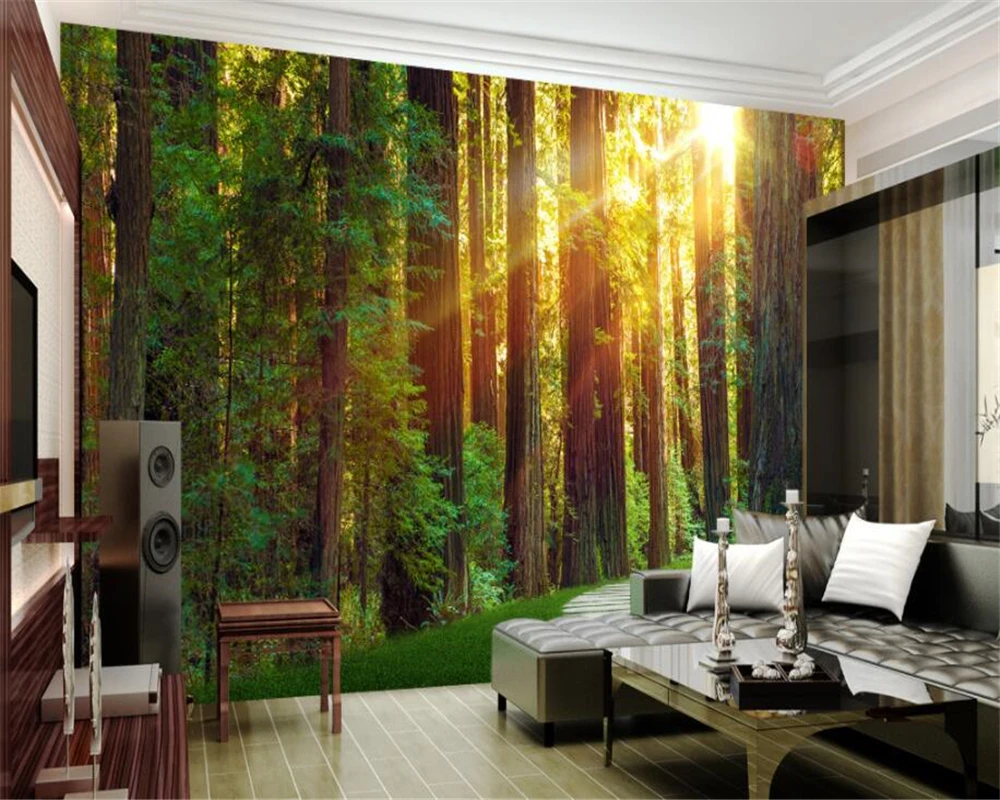 Fashion TV backdrop wallpaper Primitive forest scenery Photo wall mural 3d nature landscape Home Decoration beibehang | Обустройство