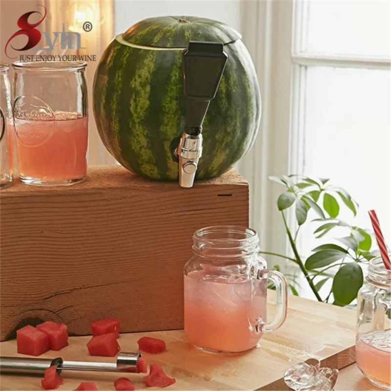 SVIN Watermelon Keg Tapping Kit with Faucet Coring Tool Black Fruit Kegger for Cocktail Party | Дом и сад