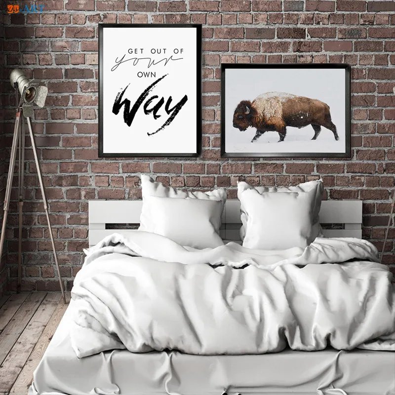 Bison Печатный постер с цитатой художественный холст изображением буйвола детские