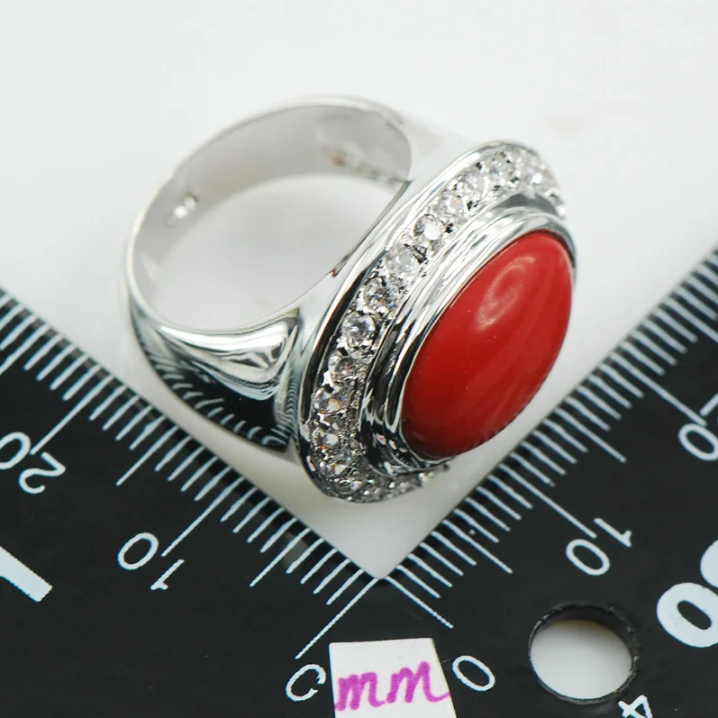 Модное кольцо из серебра 925 пробы с красным кораллом Размер 6 7 8 9 10 F986|ring lens|ring stylering