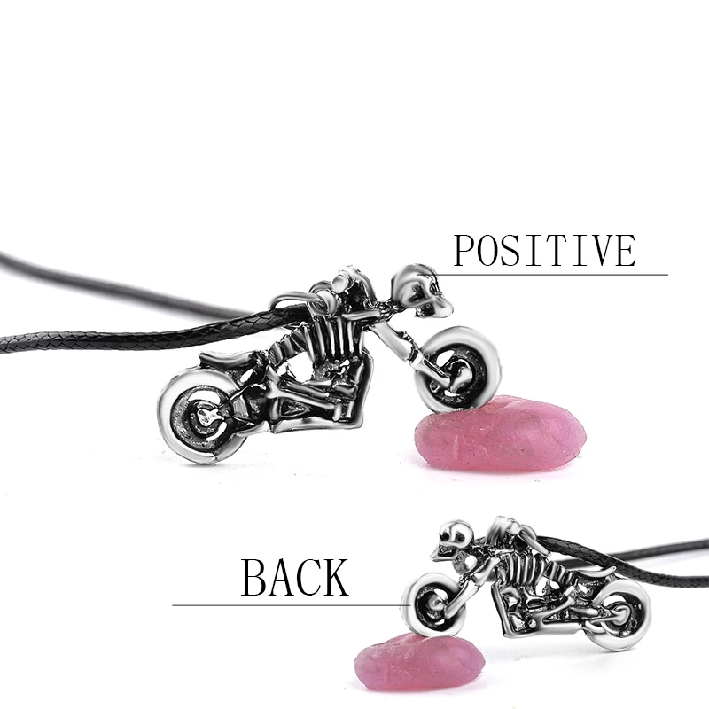 Ожерелье с подвеской в виде черепа для мужчин винтажная модель мотоцикла