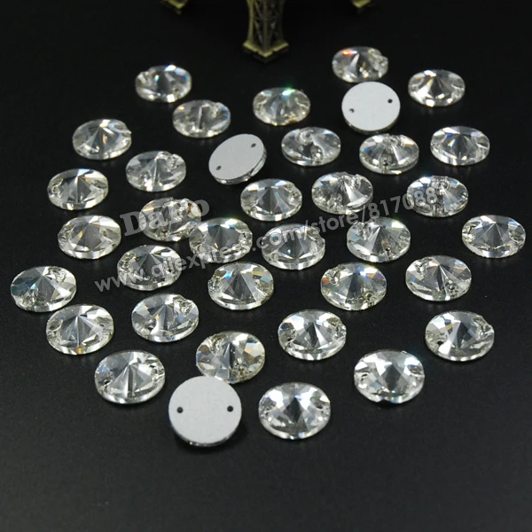 100 шт. два отверстия Rivoli 10 мм (Литой) Хрустальный вышивной камень белый прозрачный