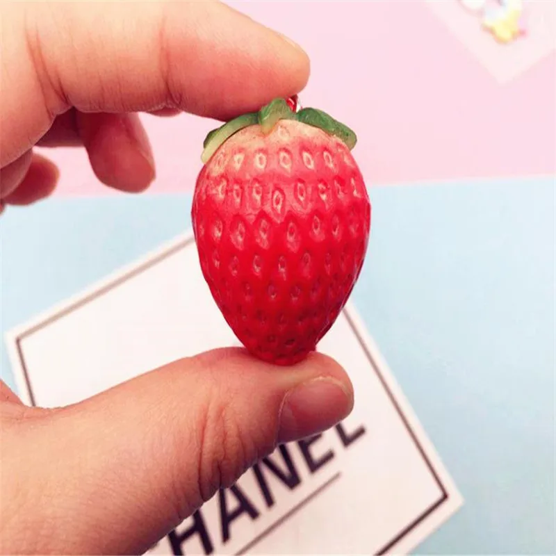 Soft cute strawberry leather rope keyring pendant plush toys keychain ladies car bag Christmas birthday gift | Игрушки и хобби
