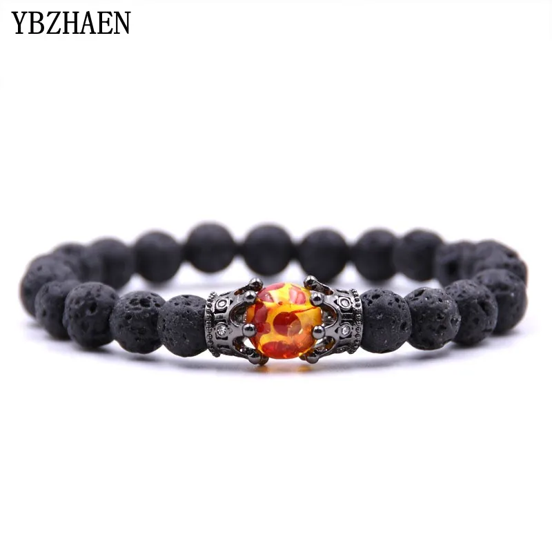 YBZHAEN Горячая браслет Мода Натуральный камень Бусины Для мужчин Корона Браслеты