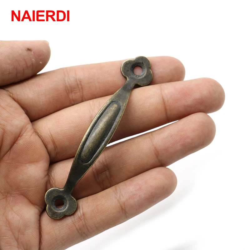 NAIERDI 5 шт. старинный Бронзовый шкаф, ручки для дверей ящика, ручки для ювелирных коробок, шкаф, деревянные винтажные ручки, фурнитура - изображение