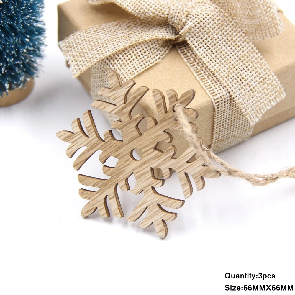 Snowflakes 3 шт. винтажные рождественские деревянные подвески, украшения своими руками, деревянные поделки, украшения для рождественской елки, украшения для рождественской вечеринки, детский подарок - Цвет: Snowflakes