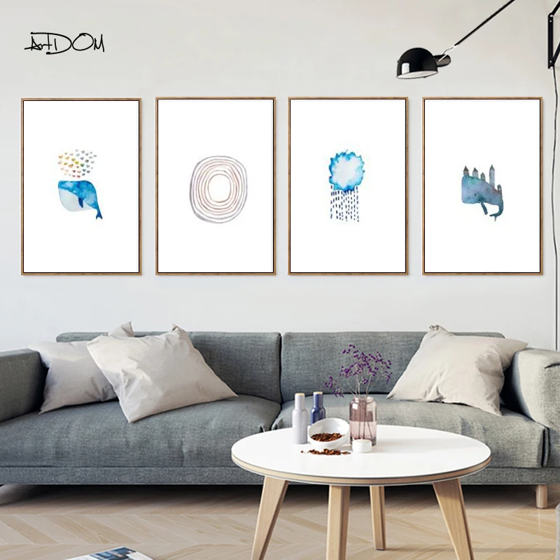 Artdom No Frame Nordic Decoration Cartoon Animal Wall Art Canvas Painting Pictures For Living Room Posters | Дом и сад