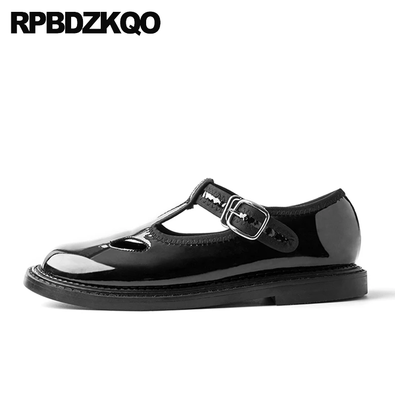 

Footwear Patent Leather Flats 2021 Black Designer Ladies British Style Mary Jane Chinese Round Toe Vintage Women Oxfords Shoes