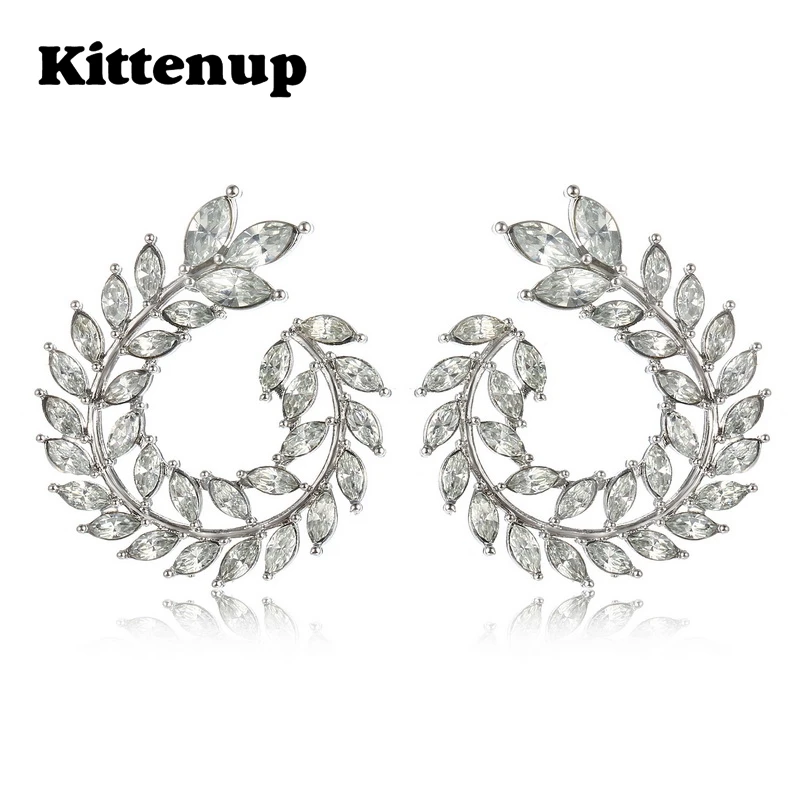 Kittenup 3 цвета Новая мода круглый Оливковая ветвь листья белый зеленый синий Стад