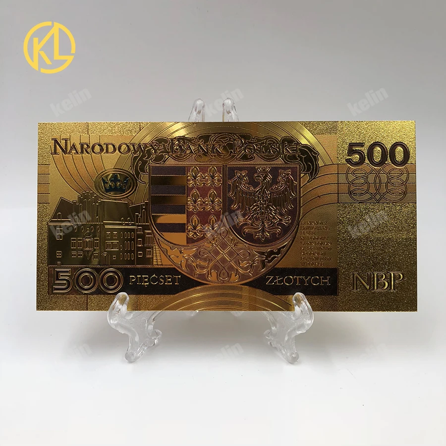 1 шт. unised 1994 Edition Poland Currency designed цветной 24 K позолоченный банкнот 500 PLN для банка подарочные сувениры