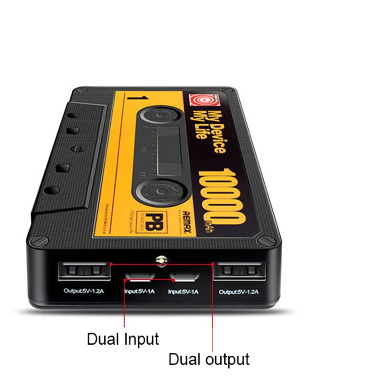 Remax Real 10000 мАч Dual USB Лента power Bank полимерный внешний аккумулятор Портативная