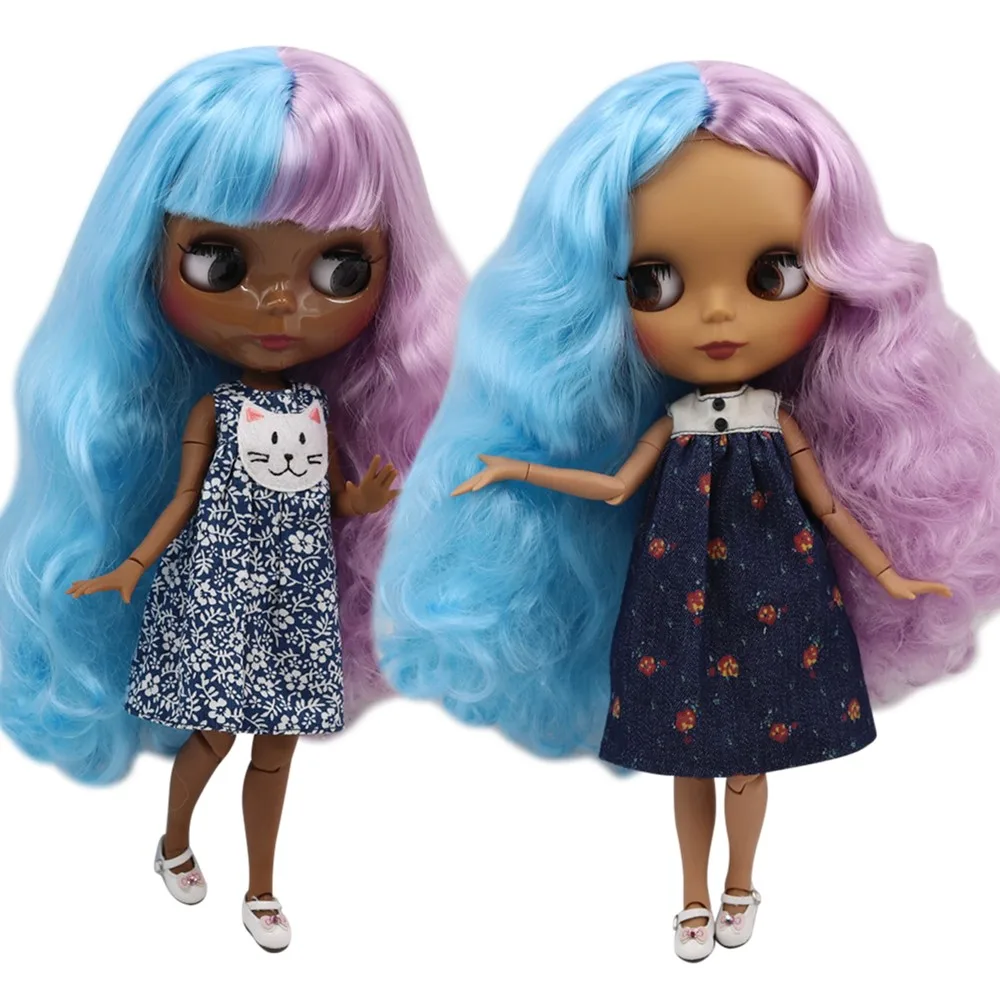 Кукла Blyth ICY DBS индивидуальное лицо с фиолетовыми смешанными синими волосами