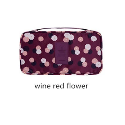 Wine red flowers Дорожная женская сумка для хранения бюстгальтеров дамский косметический Органайзер для макияжа нижнее белье организация выходных Ночное нижнее белье аксессуары - Цвет: Wine red flowers