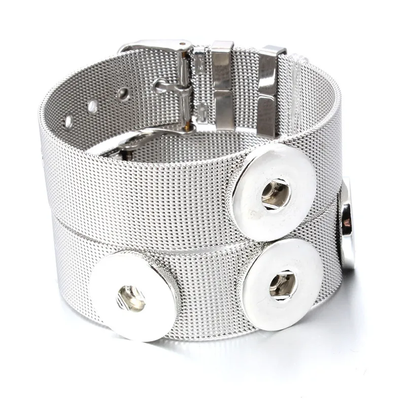 Унисекс Горячая Сменные оснастки ювелирные изделия Pulseras 18 мм защелки кнопочный браслет из нержавеющей стали браслеты для женщин мужчин ZE316