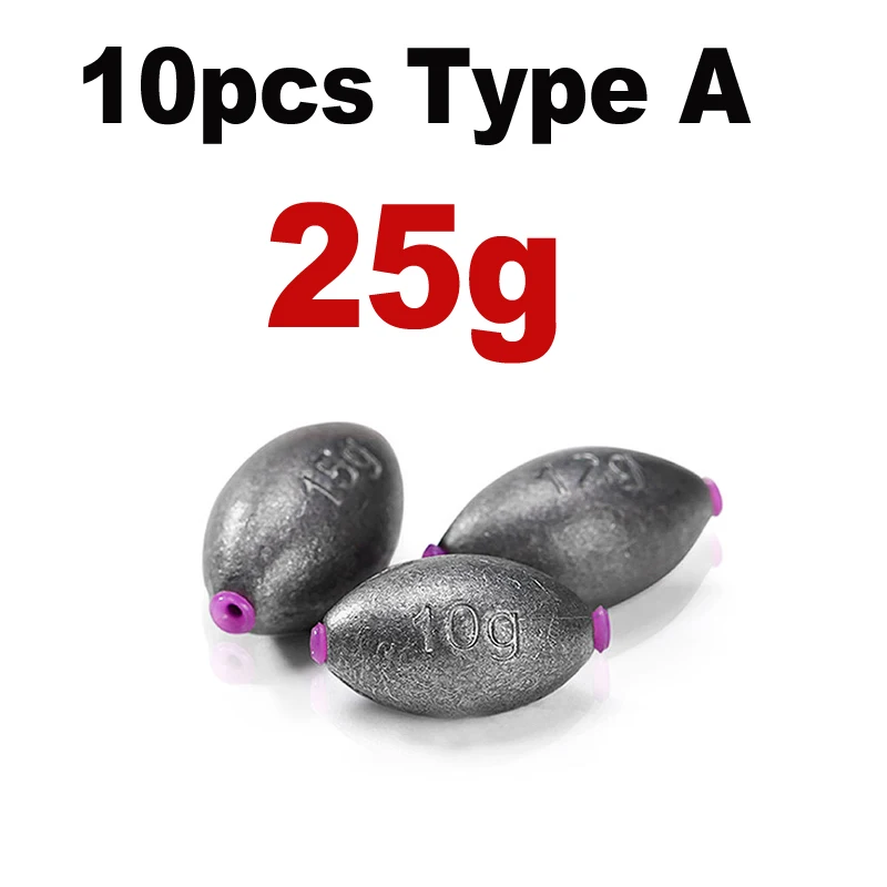 JIGEECARP 10 шт., морской окунь, для рыбалки, оливковая форма, чистый свинец, грузила, пластиковое ядро, грузило для ловли карпа, рыболовные снасти, много размеров - Цвет: 25g 10PCS