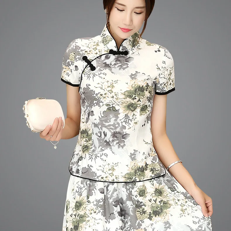 Шанхай история смесь льняной Китайский традиционный Топ Qipao рубашка для Женский Чонсам стильная рубашка китайская Блузка для дам