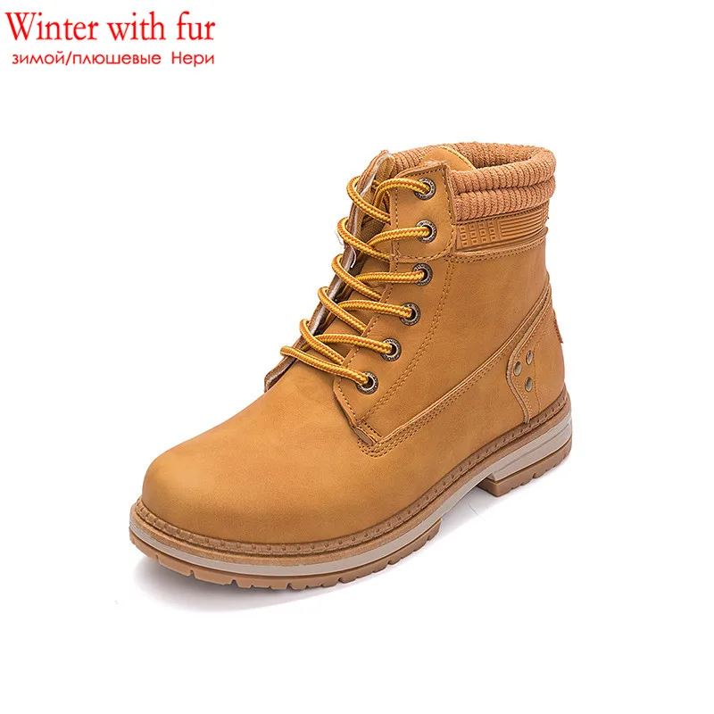 Camel with fur MORAZORA/; большие размеры 36-41; женские ботильоны; теплые зимние ботинки на шнуровке; удобная женская обувь на платформе с заклепками; сезон осень-зима - Цвет: Camel with fur