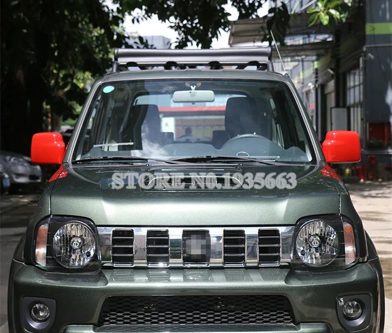 Для Suzuki Jimny ABS Хромированная боковая накладка зеркала заднего вида 2007- 2 шт Серебристый/Красный