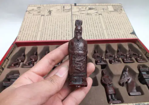 Изысканный китайский классический деревянный кожаный ящик с старинными