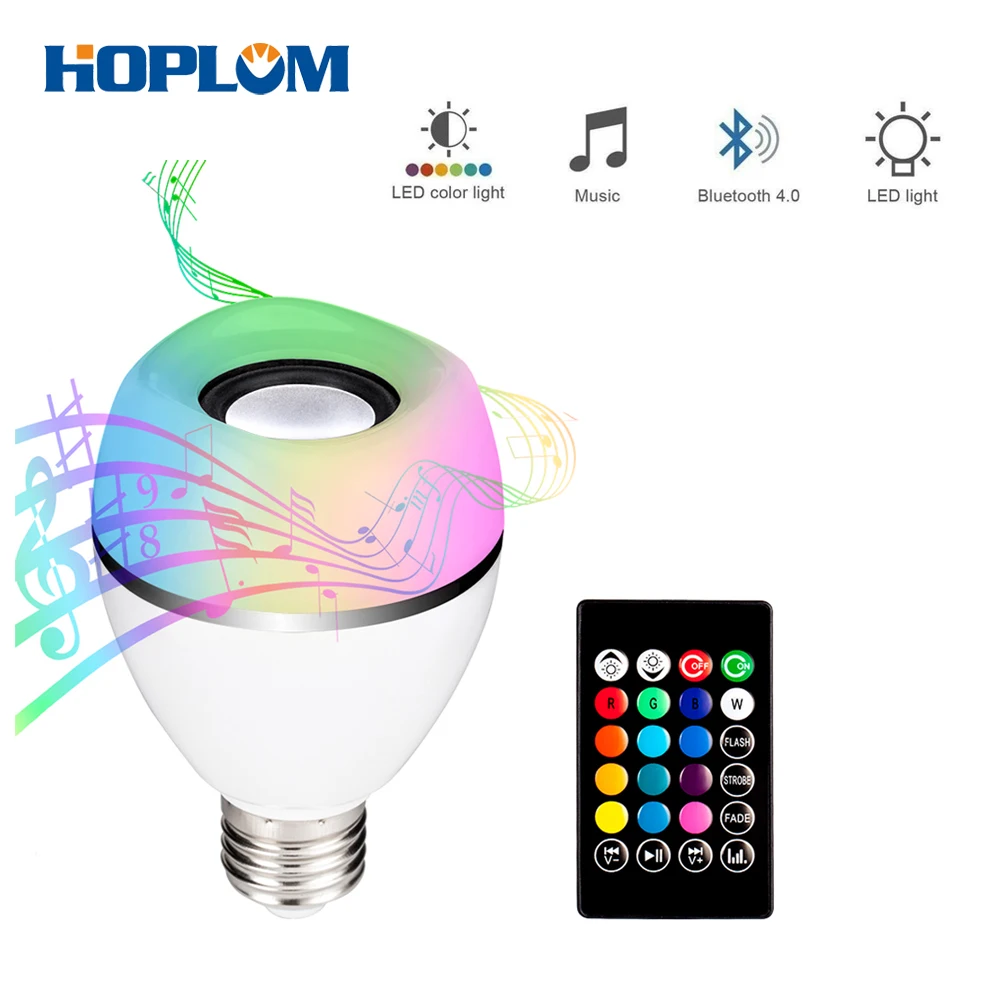 Светодиодсветильник лампа со встроенным Bluetooth динамиком 8 Вт E27 RGB + W меняющая