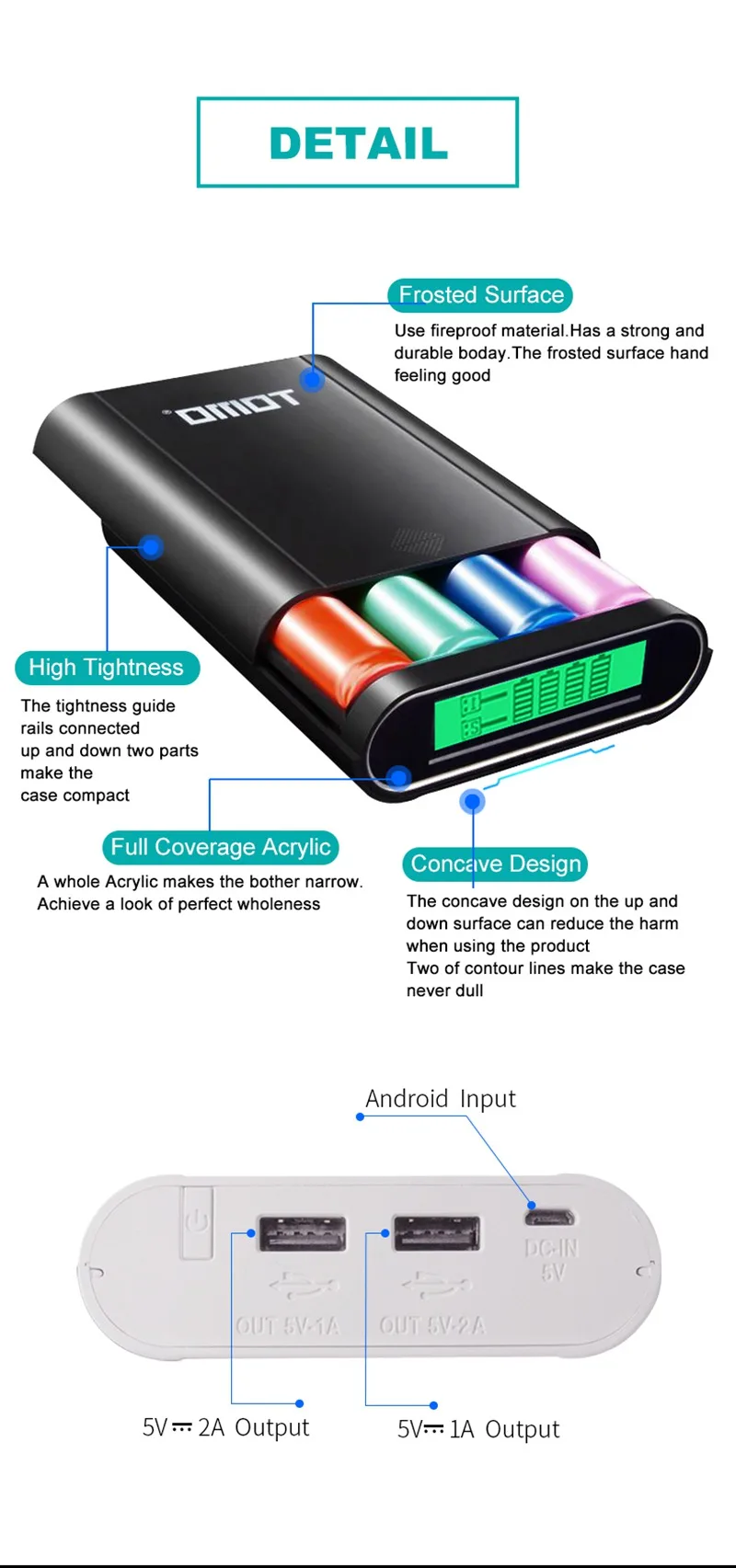 TOMO M4 4x18650 литий-ионный USB интеллектуальное зарядное устройство портативный lcd Мобильный Внешний Аккумулятор Чехол с двумя выходами умная зарядка