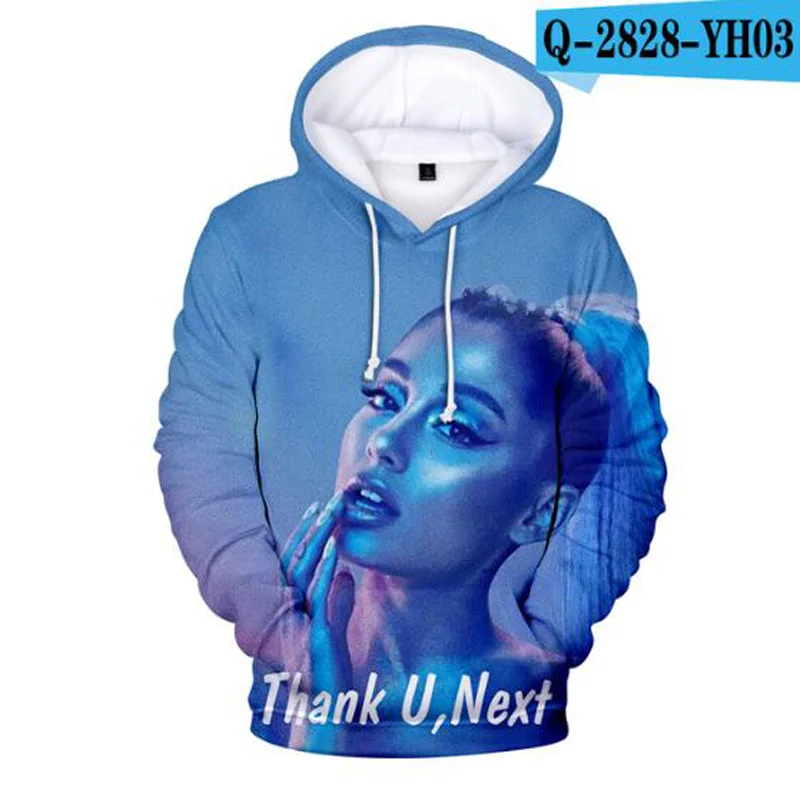 Женская толстовка с капюшоном Thank U Next длинным рукавом в стиле харадзюку худи 3D