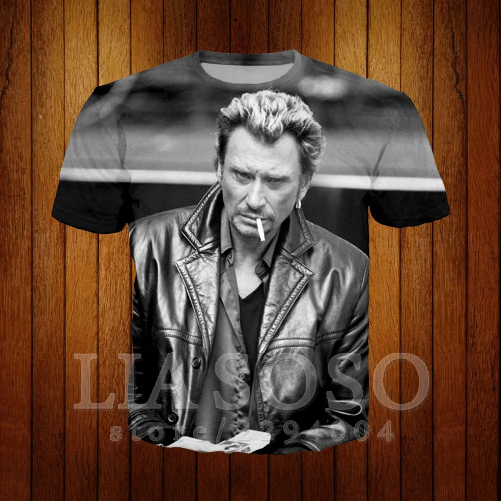 Johnny Hallyday французский Элвис Пресли 3d футболка с коротким рукавом Одежда 2019 новая