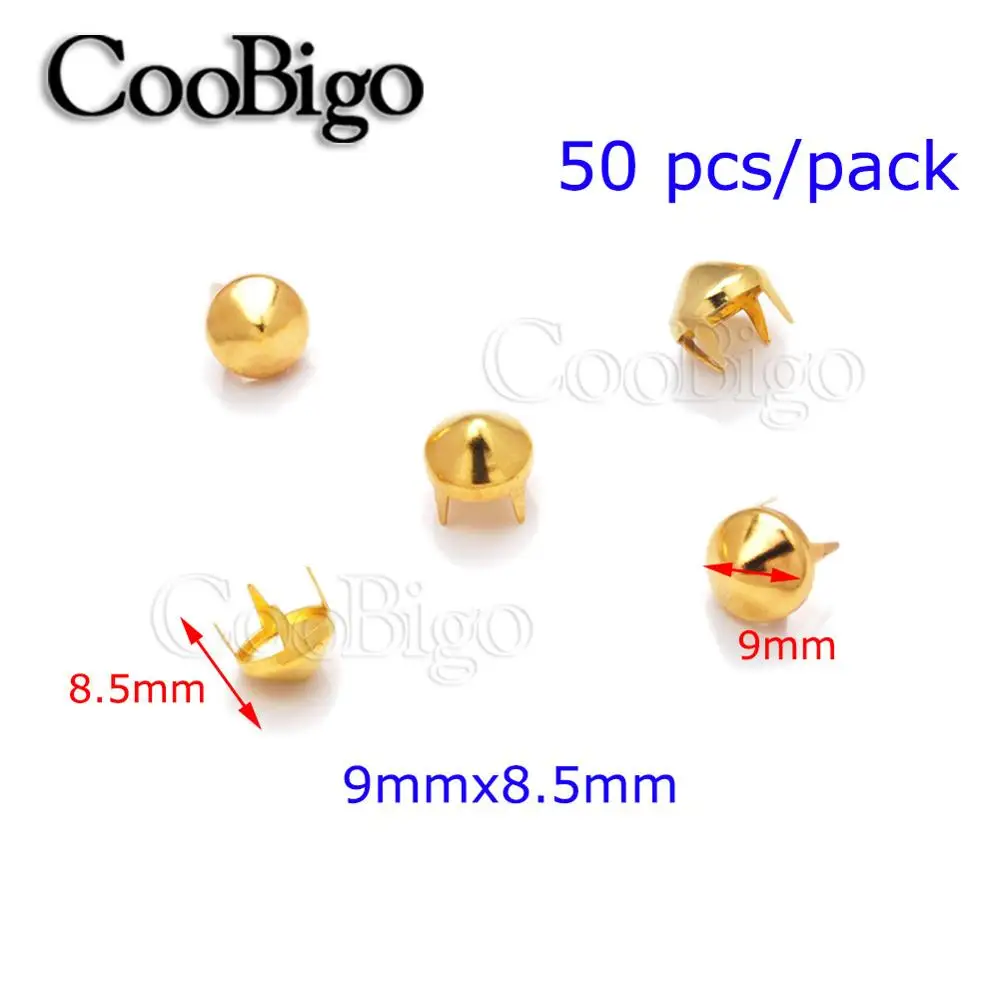 9x8.5mm Golden50pcs Mult размеры никель конус заклепки шипы шпильки для панк Рок одежды сумки ремни обувь Кожа ремесло одежда DIY Швейные аксессуары - Цвет: 9x8.5mm Golden50pcs
