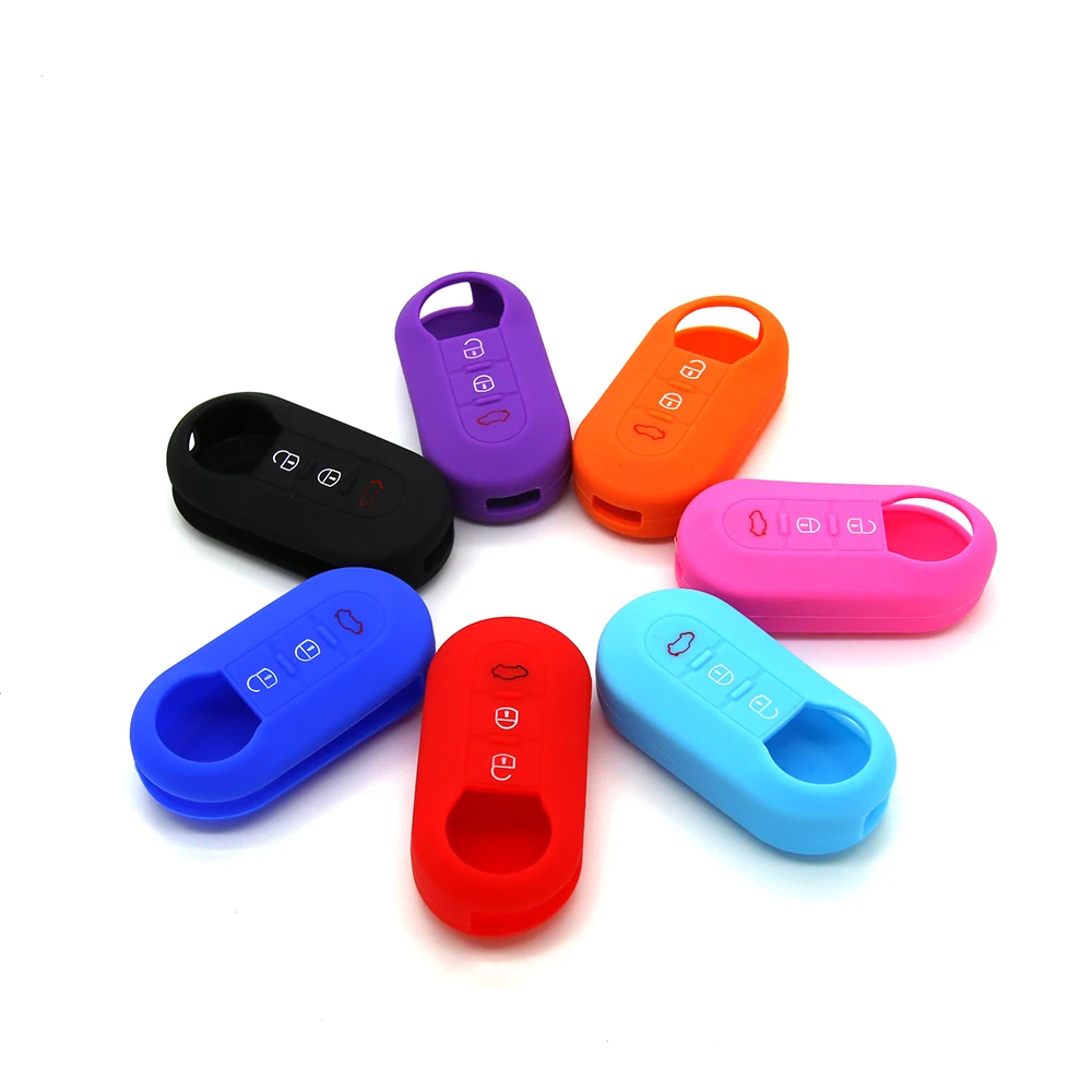 Buy 2 send 3 Button Silicone Key Protect Bag For FIAT 500 500L ABARTH Panda Punto Bravo Flip Car Cover Case Fob Car-styling | Автомобили и