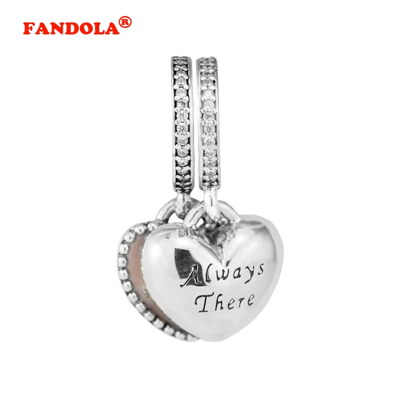 Fits Pandora Charms Bracelet Best Friends Pendant with Clear CZ &amp Pink Enamel 100% 925 Sterling-Silver-Jewelry DIY Beads CK409 |