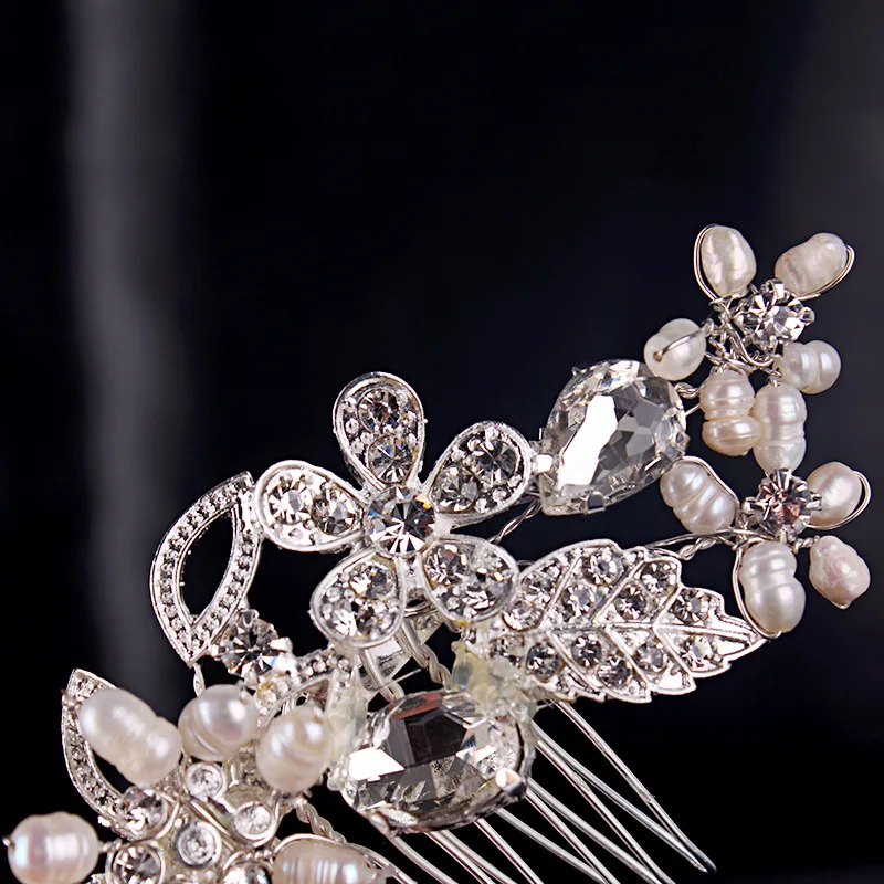Bridal Hair Comb Tiara Wedding Austrian Crystal Simulates Pearl Hairwear for Women Fashion Jewelry Chic Accessories A001 | Украшения и