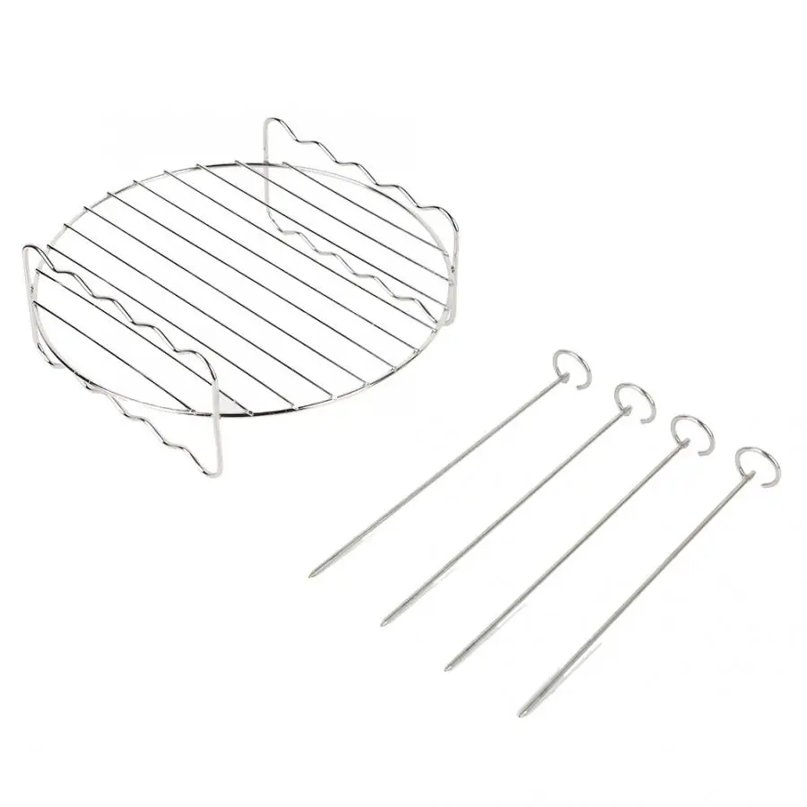 Портативный барбекю гриль из нержавеющей стали двухслойный стойка с 4 шашлыками