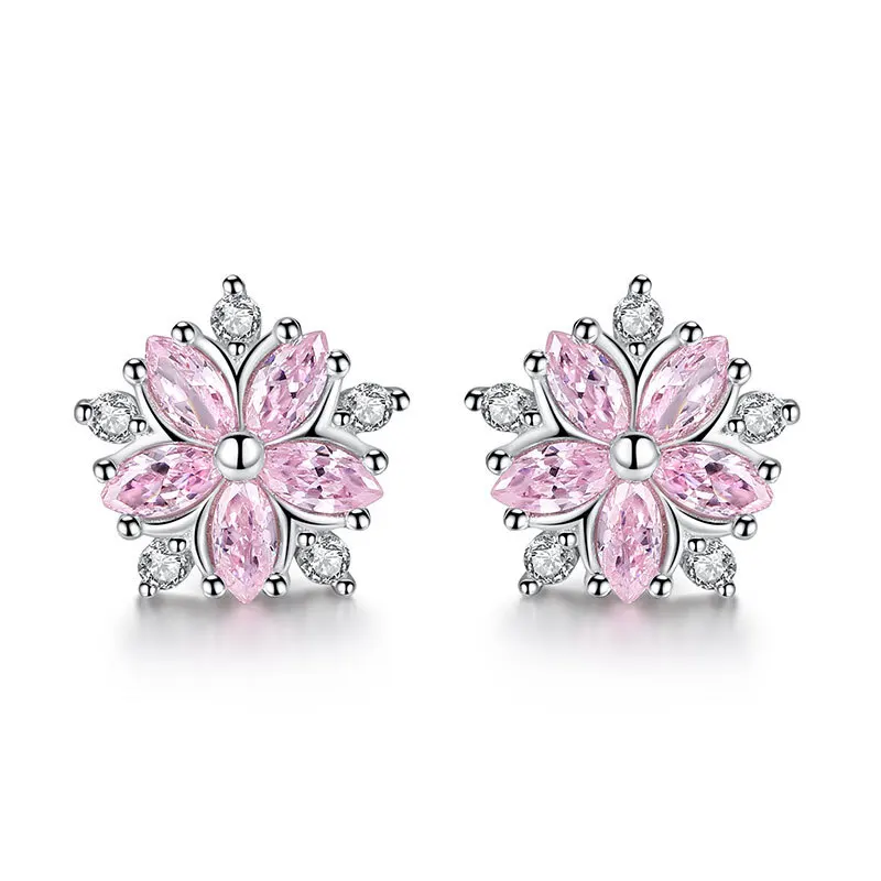 KASIYU S925 silver sakura love ear studs female temperament Korean personality red earrings simple mini | Украшения и аксессуары