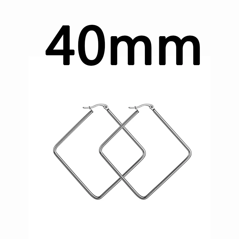 Square40mm ELSEMODE, 6 видов, серьги-кольца, трендовые, золотые, круглые, овальные, сердце, квадратные, нержавеющая сталь, петли, серьги для женщин, вечерние, подарок - Окраска металла: Square40mm