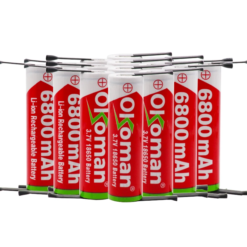 Новая Большая емкость 18650 3 7 V 6800mAh перезаряжаемая литиевая батарея для фонарика