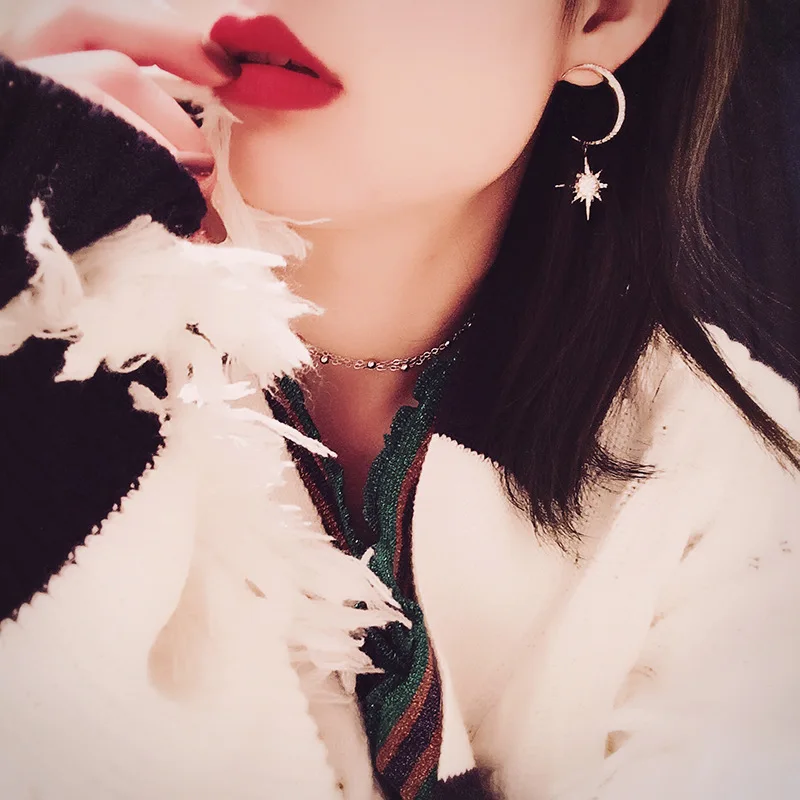 exaggerated big luxury zircon crescent stars earrings atmosphere socialite elegant | Украшения и аксессуары