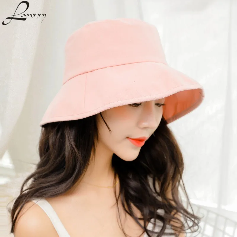 Lanxxy летняя Панама одноцветная хлопковая рыболовная шляпа для женщин пляжная