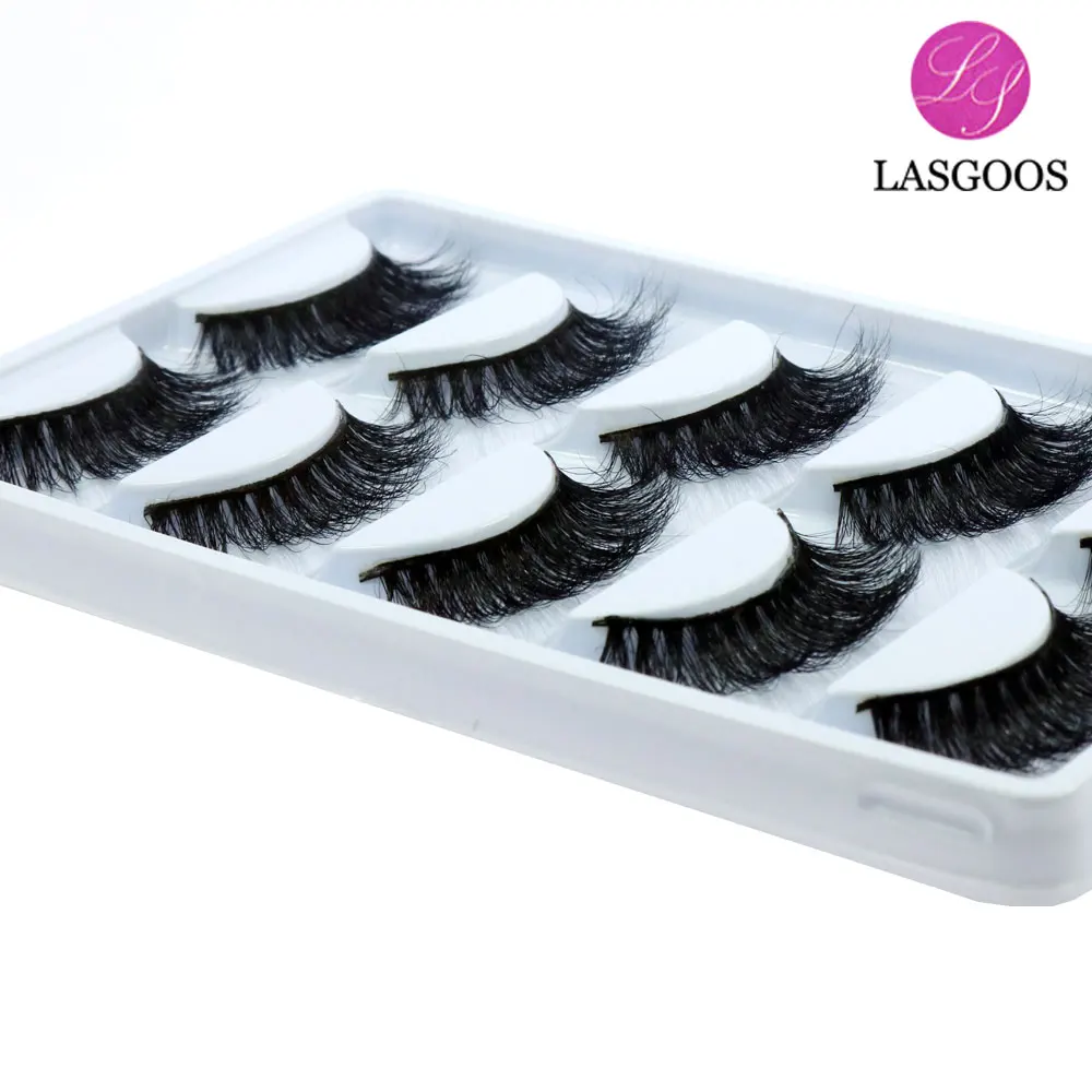 LASGOOS 10 пар 100% настоящие норковые сибирские грязные натуральные крестовые 3D