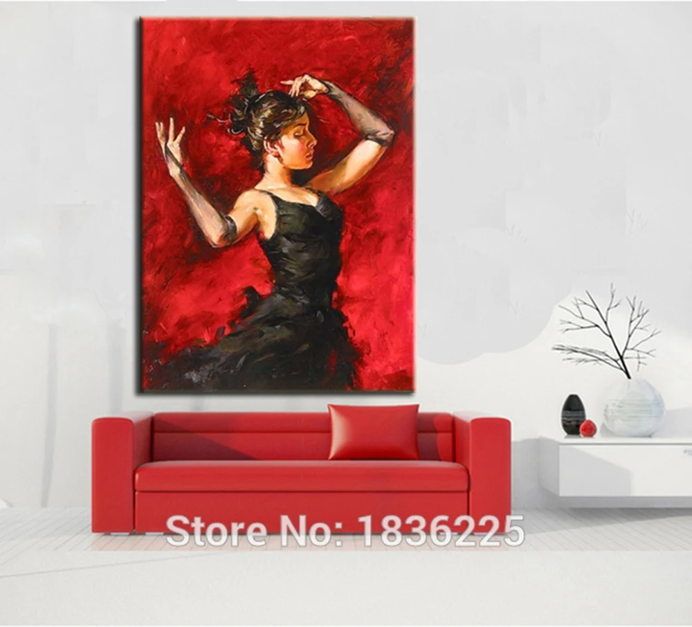 Испанский танцор фламенко картина черное платье латина женщина маслом на холсте