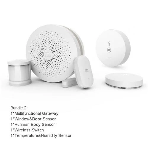Bundle 5in1 Комплект для умного дома Xiao mi, версия шлюза, 2 двери, окна, датчик человеческого тела, беспроводной переключатель Hu mi dity Zigbee, розетка mi APP - Цвет: Bundle 5in1