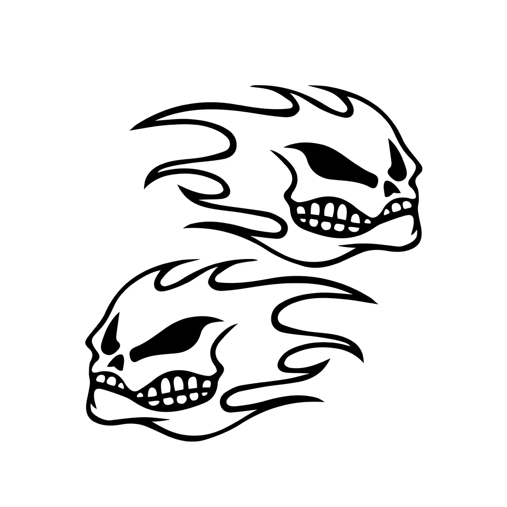 Забавные двойные черепа в огне автомобильные наклейки и Аксессуары для